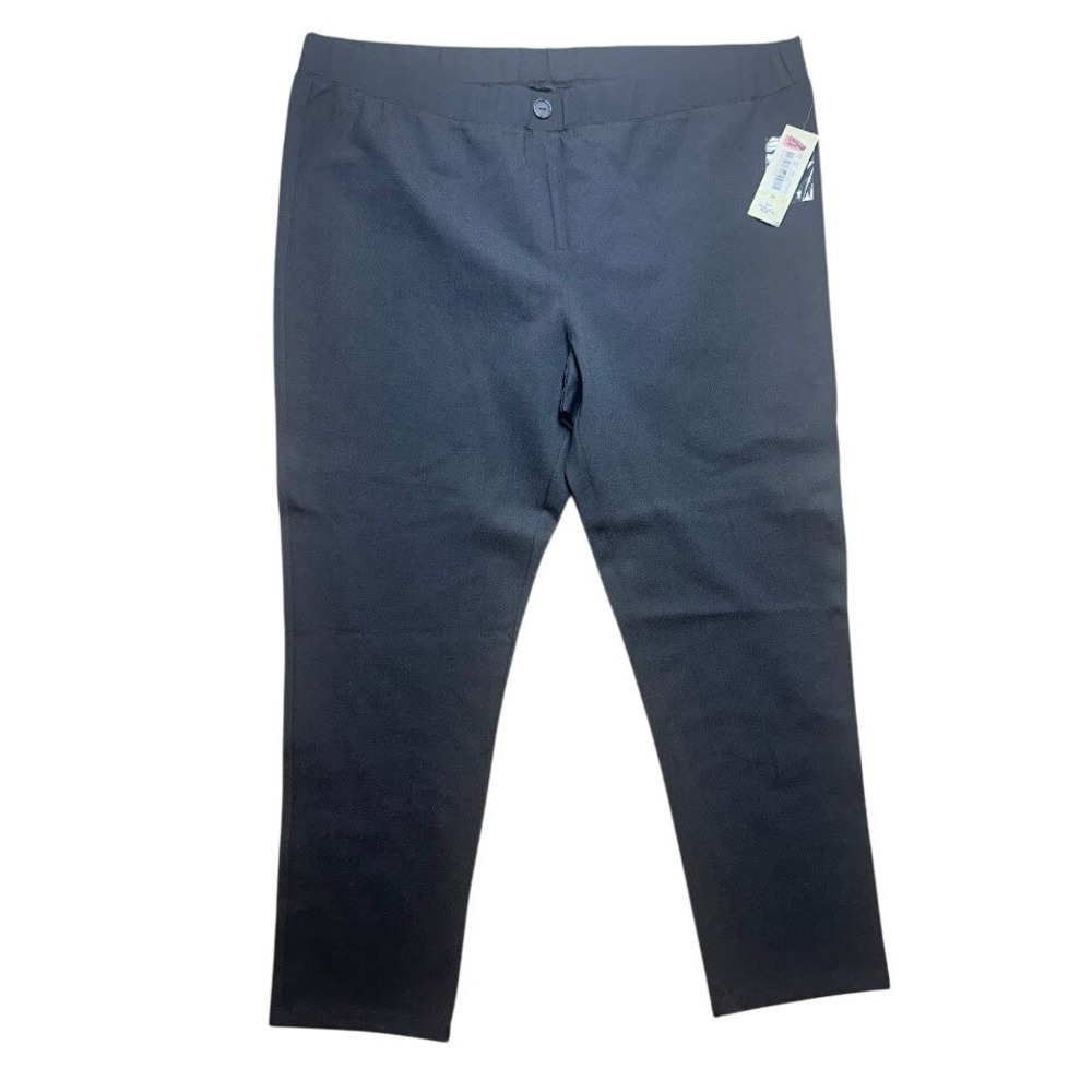 Ali Miles Womens 2X Black Pull On Ankle Pants Stretch Tapered Trousers NWT